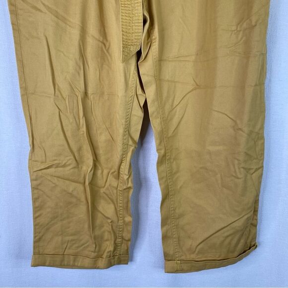 Stitch Star Yellow Mustard Cropped Paper Bag Cuffed Hem Belted Pants 1X - Picture 4 of 9